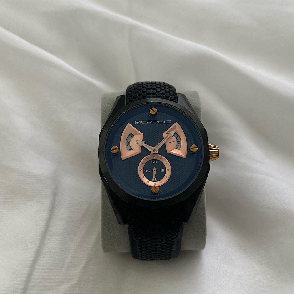 Morphic M34 Men's Multi-Function Black/Rose Gold Dial Silicone Watch